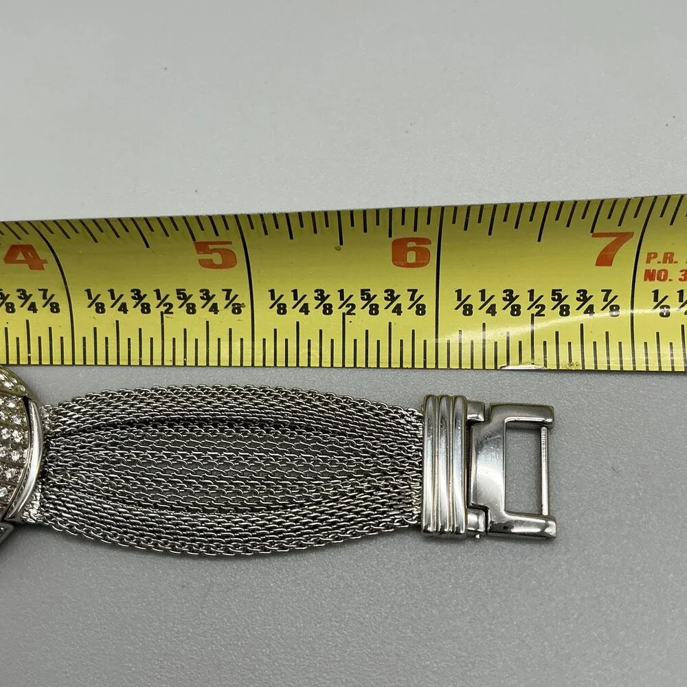 Xanadu Womens Watch 30mm Silver Crystal Bezel Mesh Band New Battery 6.5